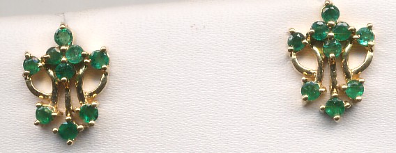 Beautiful 18 Kt Gold  Emerald Earing